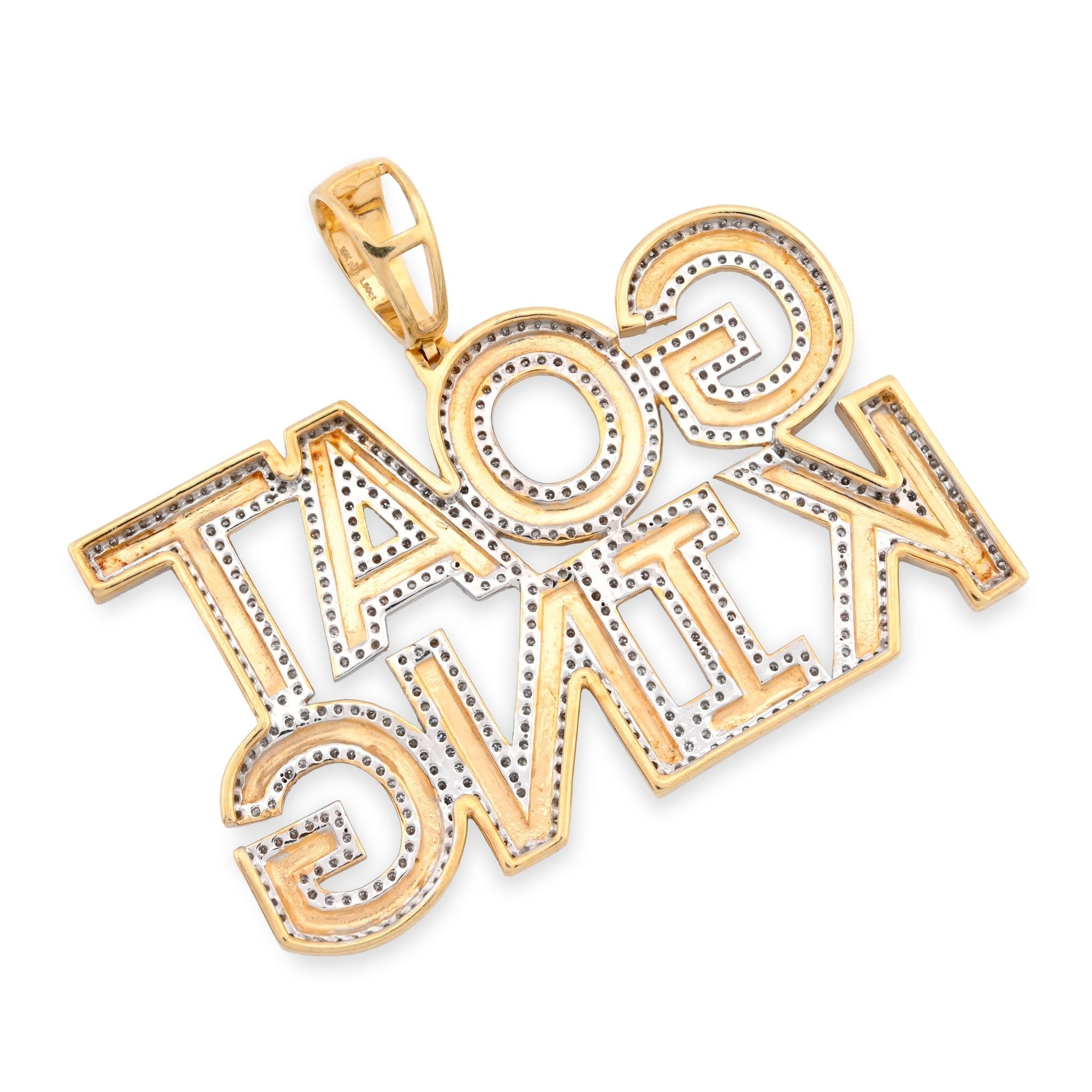 10K Yellow Gold "Goat King" Custom Pendant 1.5CT Natural Diamond Men Charm - Elite Jewelers - Charms & Pendants