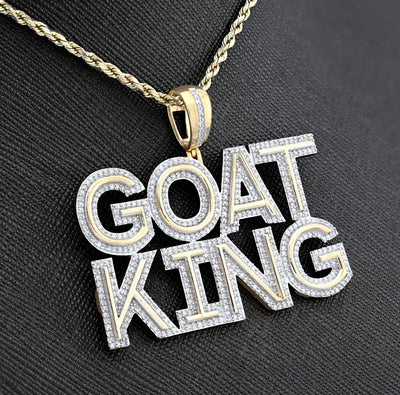 10K Yellow Gold "Goat King" Custom Pendant 1.5CT Natural Diamond Men Charm - Elite Jewelers - Charms & Pendants
