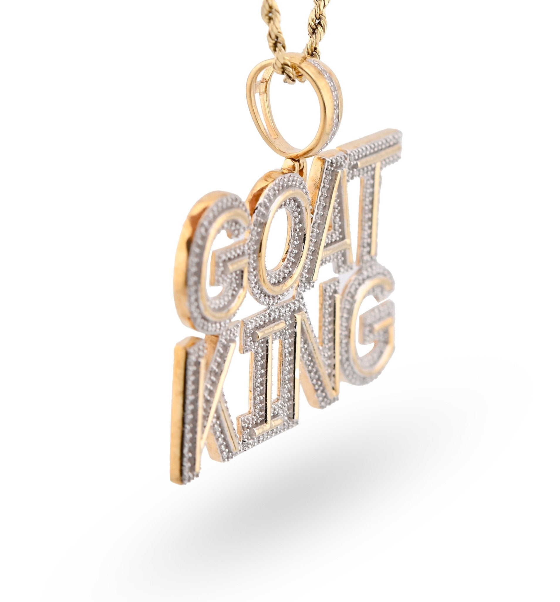 10K Yellow Gold "Goat King" Custom Pendant 1.5CT Natural Diamond Men Charm - Elite Jewelers - Charms & Pendants