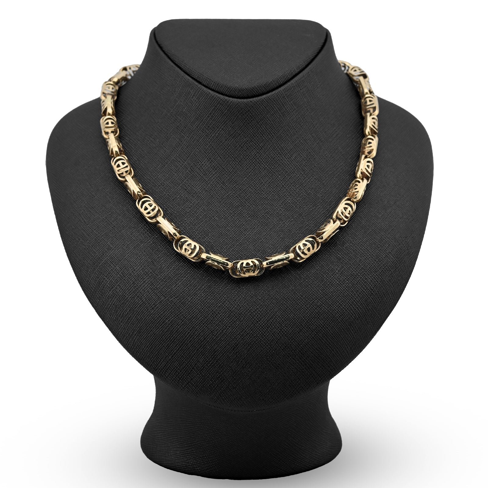 10K Yellow Gold Greek Oval Link Chain Men Women 24" Necklace Men Women 8MM Chain 32.1g - Elite Jewelers - Necklaces