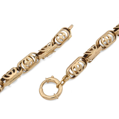 10K Yellow Gold Greek Oval Link Chain Men Women 24" Necklace Men Women 8MM Chain 32.1g - Elite Jewelers - Necklaces