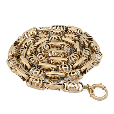 10K Yellow Gold Greek Oval Link Chain Men Women 24" Necklace Men Women 8MM Chain 32.1g - Elite Jewelers - Necklaces