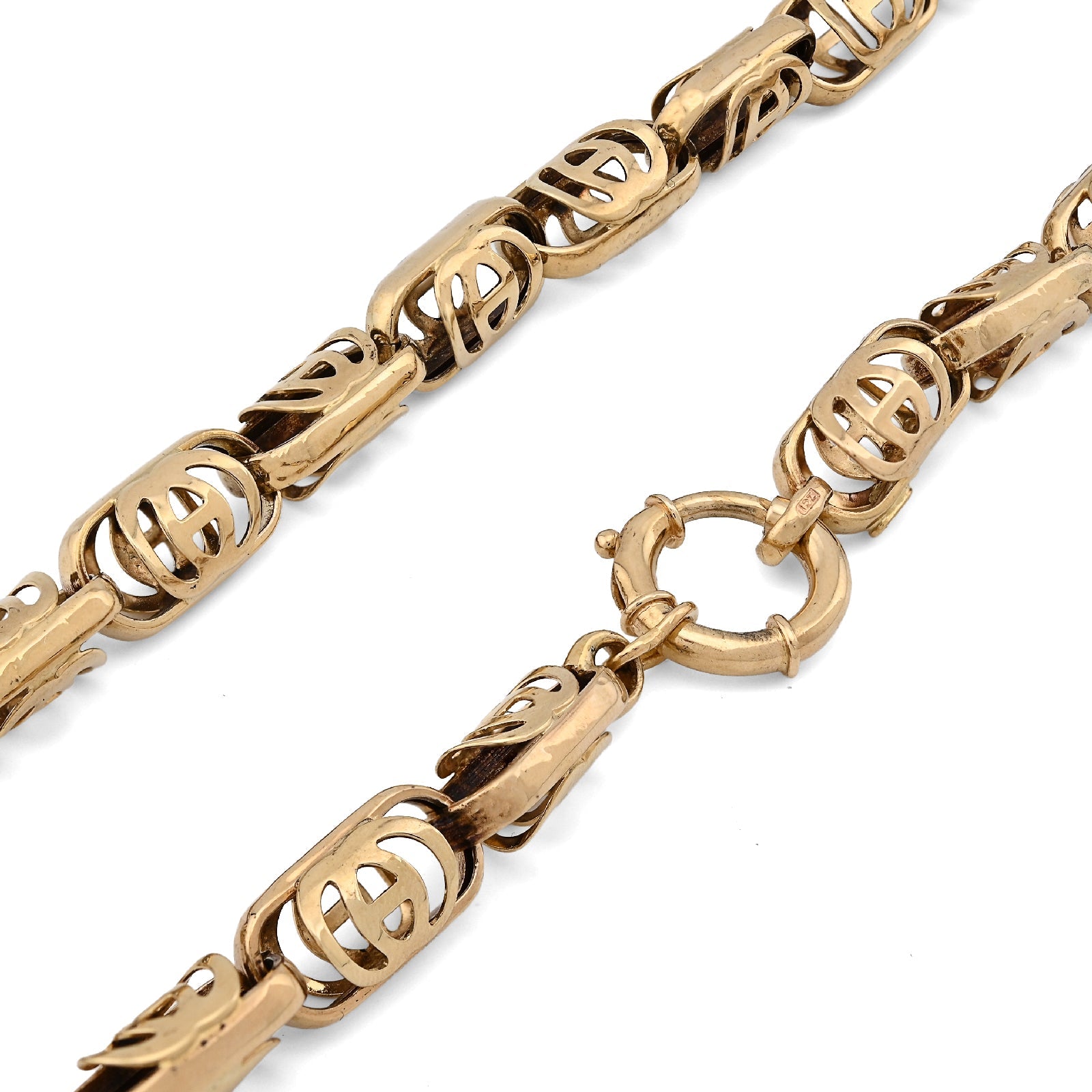 10K Yellow Gold Greek Oval Link Chain Men Women 24" Necklace Men Women 8MM Chain 32.1g - Elite Jewelers - Necklaces