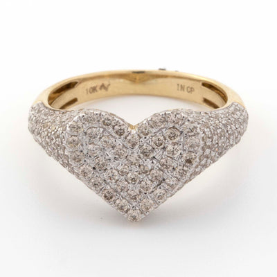 10k Yellow Gold Heart 1CT Round Diamond Ring - Elite Jewelers - Rings