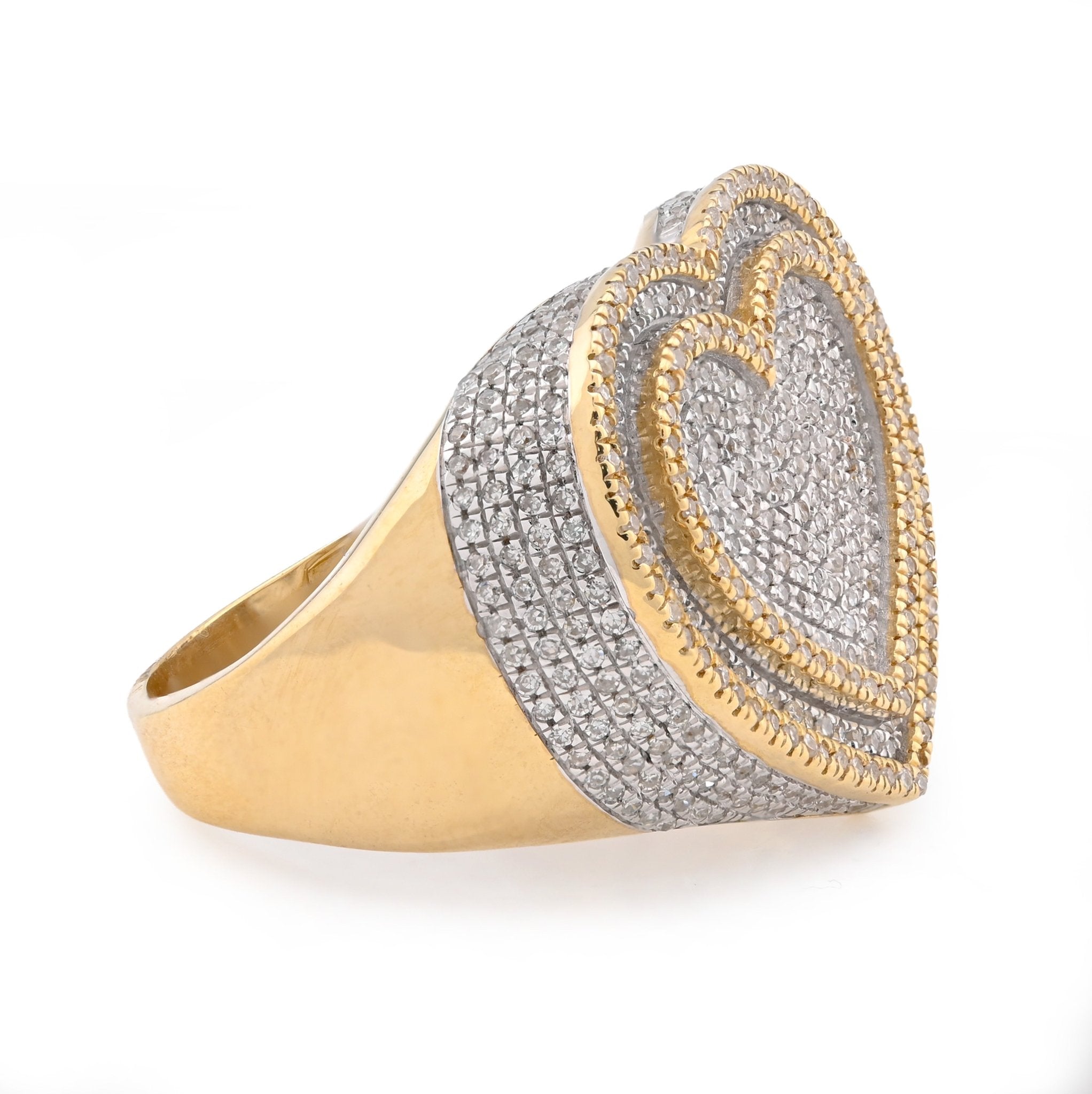10K Yellow Gold Heart Shape 0.85CT Natural Diamond Men Pinky Ring - Elite Jewelers - Rings