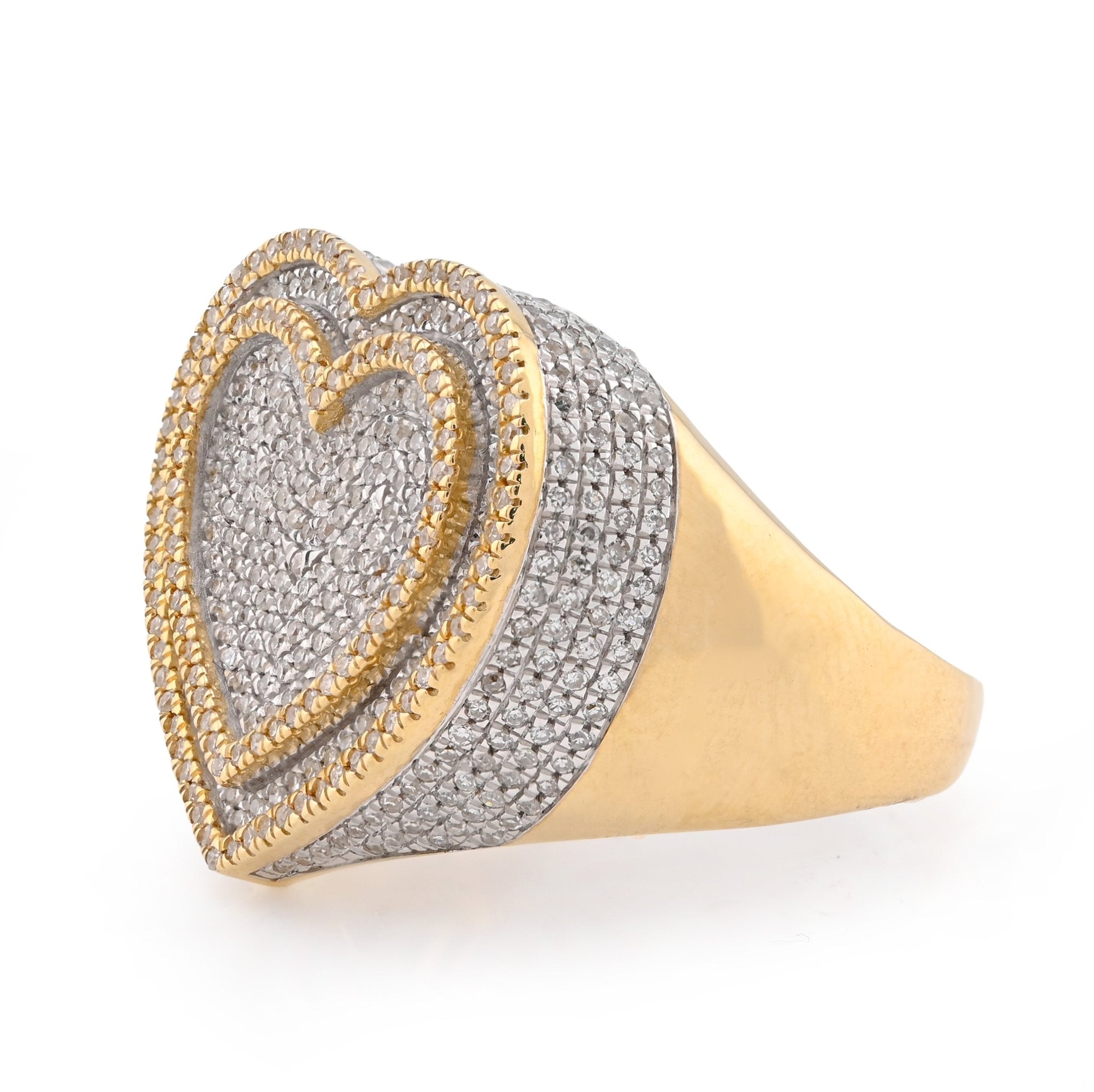 10K Yellow Gold Heart Shape 0.85CT Natural Diamond Men Pinky Ring - Elite Jewelers - Rings