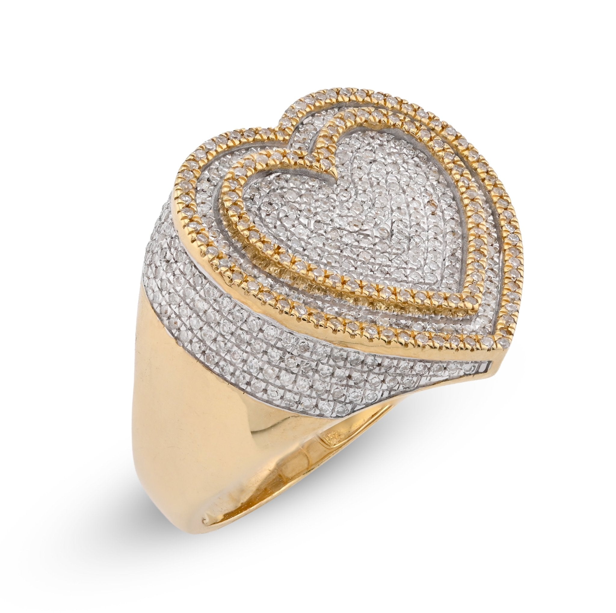 10K Yellow Gold Heart Shape 0.85CT Natural Diamond Men Pinky Ring - Elite Jewelers - Rings