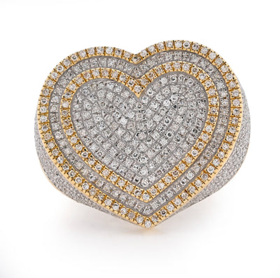 10K Yellow Gold Heart Shape 0.85CT Natural Diamond Men Pinky Ring - Elite Jewelers - Rings