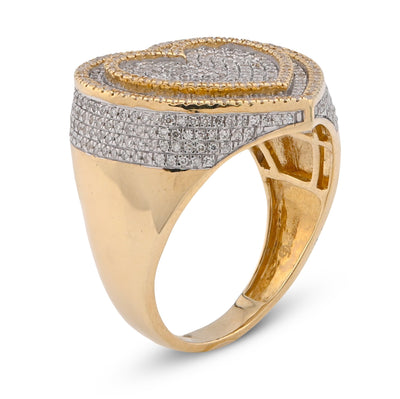 10K Yellow Gold Heart Shape 0.85CT Natural Diamond Men Pinky Ring - Elite Jewelers - Rings