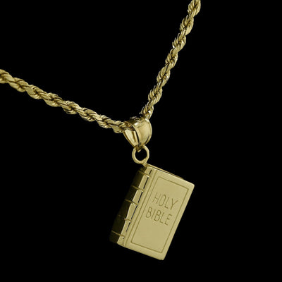 10k Yellow Gold Holy Bible Pendant 2.5g Religious Charm For Mens Womens - Elite Jewelers - Charms & Pendants