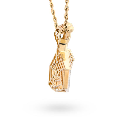 10K Yellow Gold House Shape Pendant Close Fist 1.10CT Natural Diamond Men Women Charm - Elite Jewelers - Charms & Pendants
