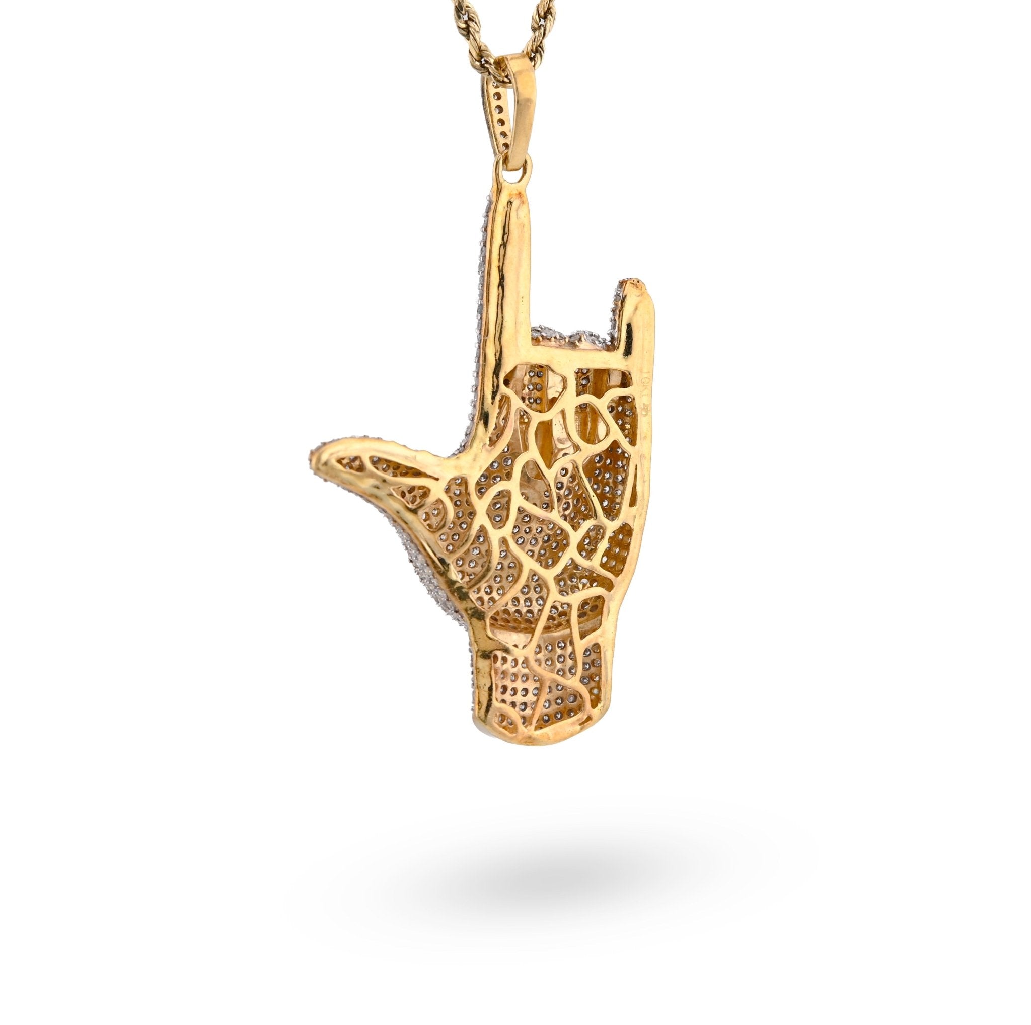 10K Yellow Gold "I LOVE YOU" Sign 3.05CT Natural Diamond Pendant Men Women Charm - Elite Jewelers - Charms & Pendants