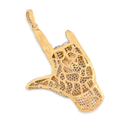 10K Yellow Gold "I LOVE YOU" Sign 3.05CT Natural Diamond Pendant Men Women Charm - Elite Jewelers - Charms & Pendants