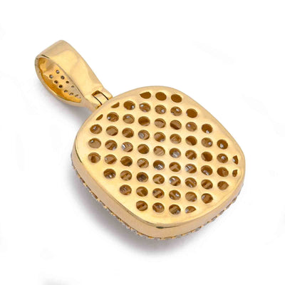 10K Yellow Gold Ice Tray Style Dog Tag Charm Natural Diamond Round/Baguette 2CT Pendant - Elite Jewelers-Charms & Pendants
