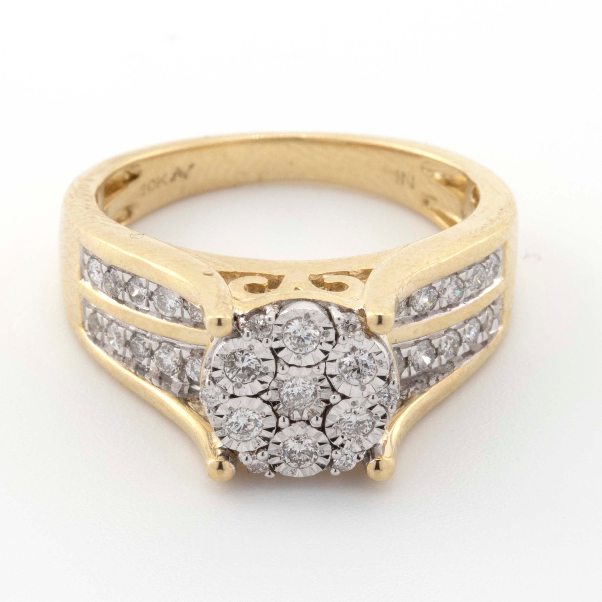 10K Yellow Gold Illusion Top Engagement 0.50CT Diamond Ring - Elite Jewelers - Rings