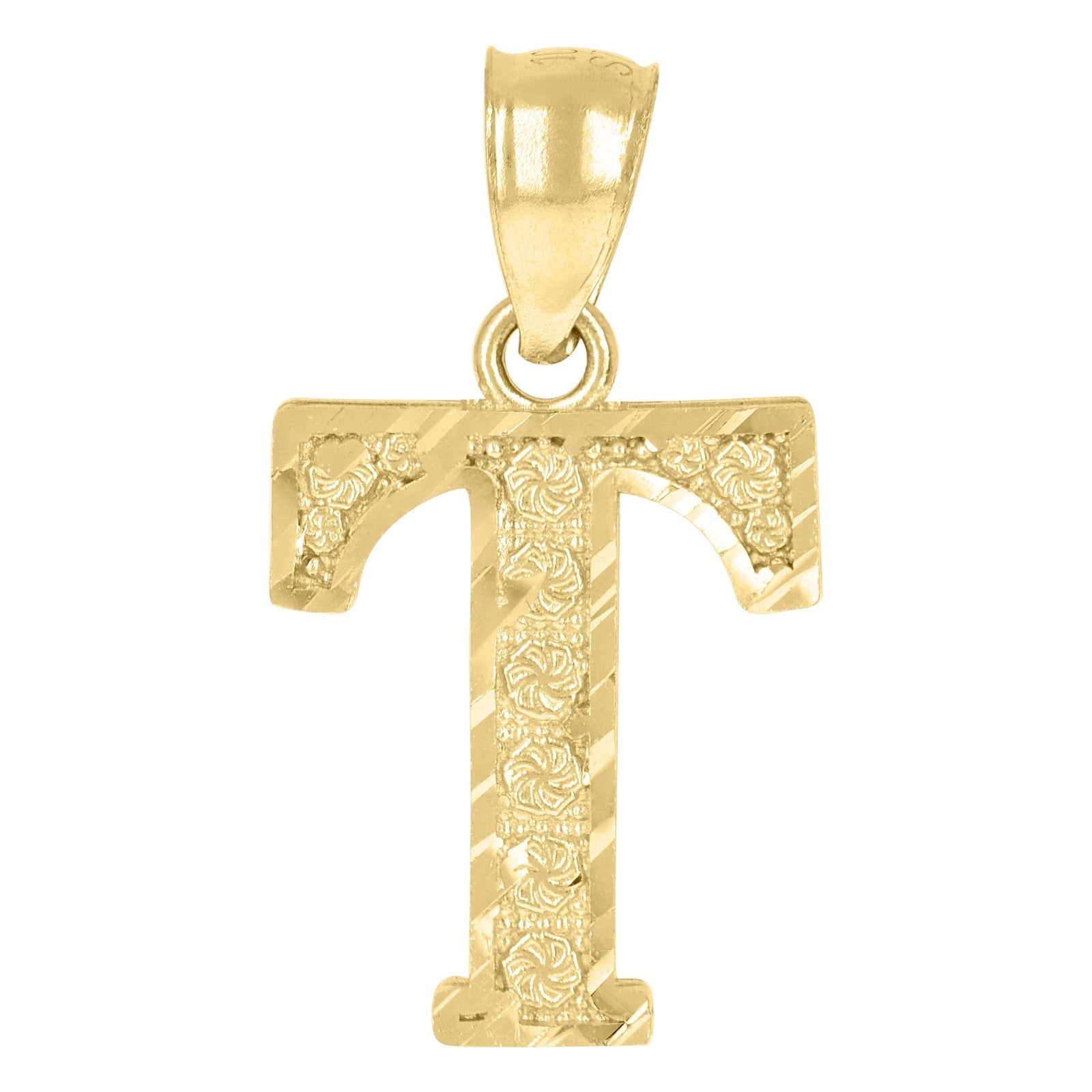 10k Yellow Gold Initial Alphabet Pendant 0.8g Men Women Diamond Cut Charm - Elite Jewelers - Charms & Pendants