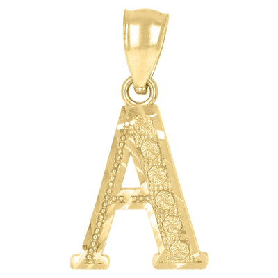 10k Yellow Gold Initial Alphabet Pendant 0.8g Men Women Diamond Cut Charm - Elite Jewelers - Charms & Pendants