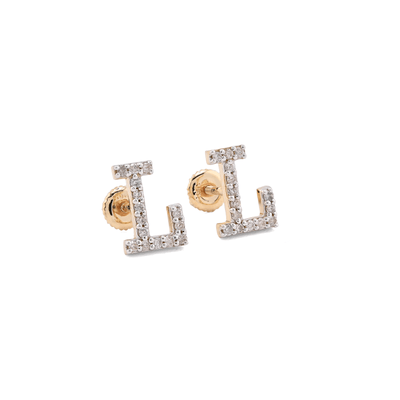 10k Yellow Gold Initial "L" 0.26CTW Natural Diamond Studs Alphabet 1.12g Earring - Elite Jewelers - Earrings
