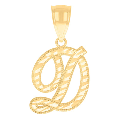 10k Yellow Gold Initial Letter "D" Pendant 1g Script Alphabet Unisex Charm - Elite Jewelers - Charms & Pendants