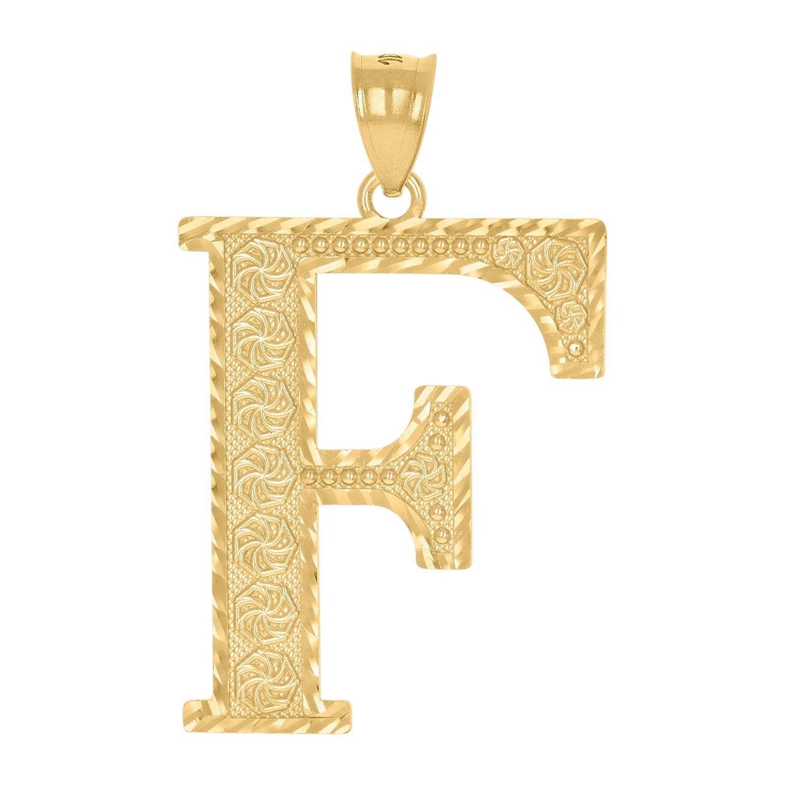 10k Yellow Gold Initial Letter "F" Pendant 2.8g Alphabet Unisex Charm - Elite Jewelers - Charms & Pendants