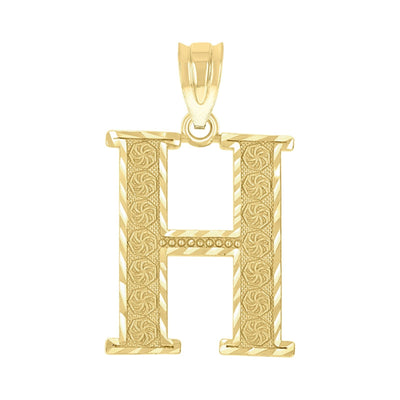 10k Yellow Gold Initial Letter "H" Pendant 1.3g Alphabet Unisex Charm - Elite Jewelers - Charms & Pendants