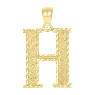 10k Yellow Gold Initial Letter "H" Pendant 2.7g Alphabet Unisex Charm - Elite Jewelers - Charms & Pendants