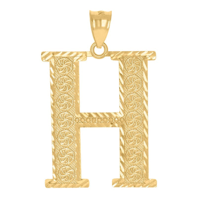10k Yellow Gold Initial Letter "H" Pendant 4g Alphabet Unisex Charm - Elite Jewelers - Charms & Pendants