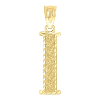 10k Yellow Gold Initial Letter "I" Pendant 0.8g Alphabet Unisex Charm - Elite Jewelers - Charms & Pendants