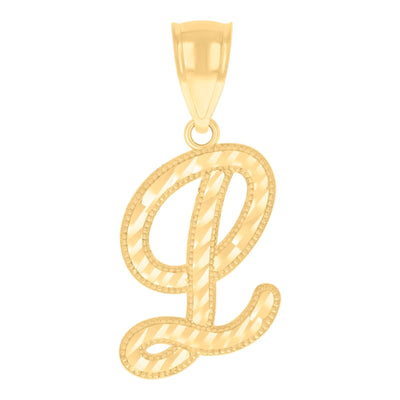 10k Yellow Gold Initial Letter "L" Pendant 0.9g Script Alphabet Unisex Charm - Elite Jewelers - Charms & Pendants