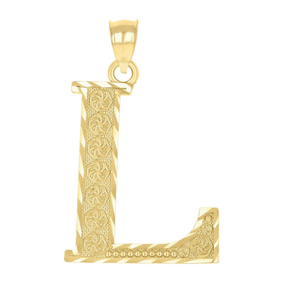 10k Yellow Gold Initial Letter "L" Pendant 1.9g Alphabet Unisex Charm - Elite Jewelers - Charms & Pendants