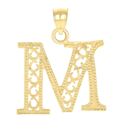 10k Yellow Gold Initial Letter "M" Pendant 1g Alphabet Unisex Charm - Elite Jewelers - Charms & Pendants