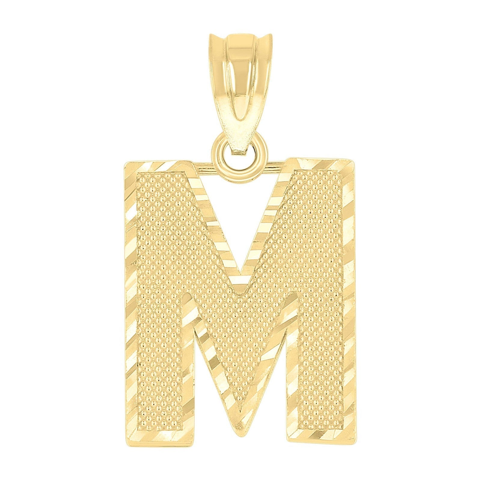 10k Yellow Gold Initial Letter "M" Pendant 1g Alphabet Unisex Charm - Elite Jewelers - Charms & Pendants