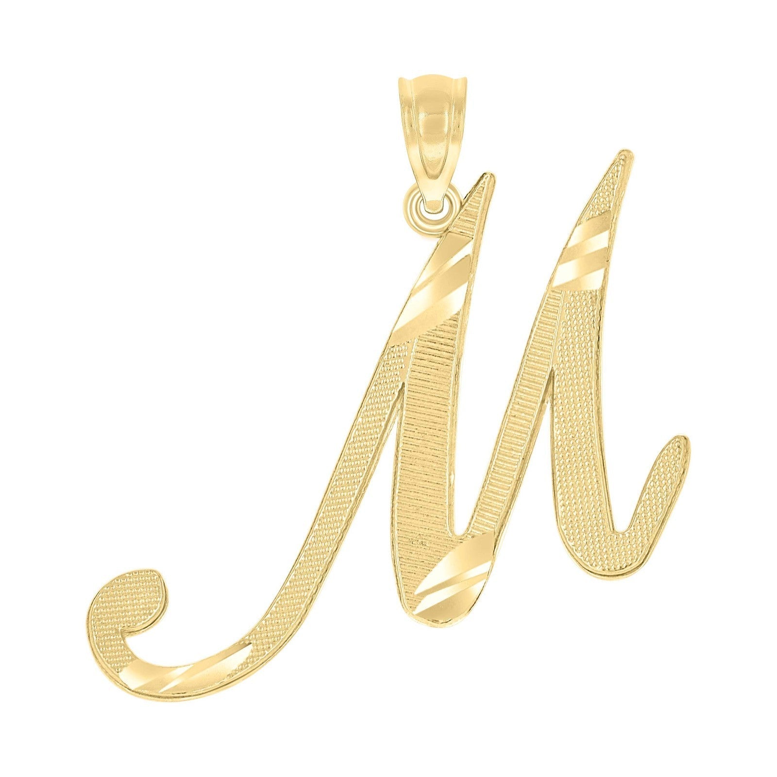 10k Yellow Gold Initial Letter "M" Pendant 1g Alphabet Unisex Charm - Elite Jewelers - Charms & Pendants