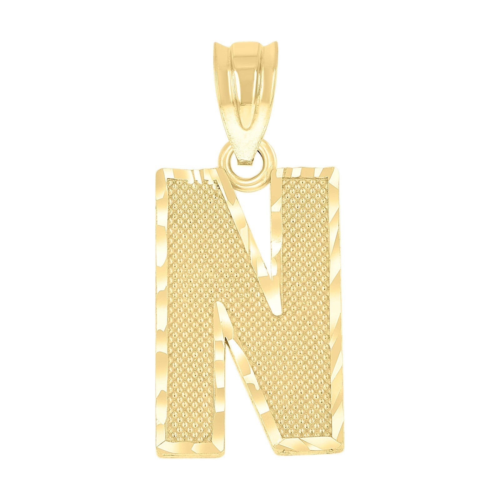 10k Yellow Gold Initial Letter "N" Pendant 1g Alphabet Unisex Charm - Elite Jewelers - Charms & Pendants