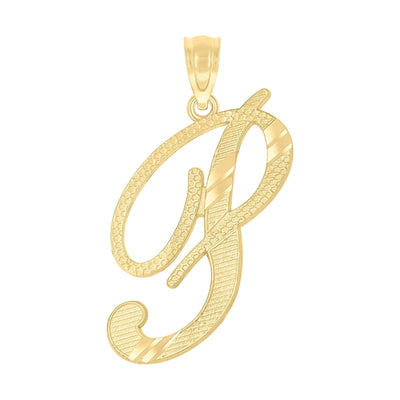 10k Yellow Gold Initial Letter "P" Pendant 0.8g Alphabet Unisex Charm - Elite Jewelers - Charms & Pendants