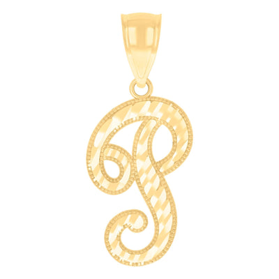 10k Yellow Gold Initial Letter "P" Pendant 1g Script Alphabet Unisex Charm - Elite Jewelers - Charms & Pendants