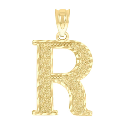 10k Yellow Gold Initial Letter "R" Pendant 1.3g Alphabet Unisex Charm - Elite Jewelers - Charms & Pendants