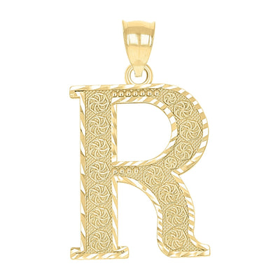 10k Yellow Gold Initial Letter "R" Pendant 2.6g Alphabet Unisex Charm - Elite Jewelers - Charms & Pendants