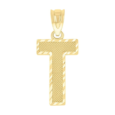 10k Yellow Gold Initial Letter "T" Pendant 0.8g Alphabet Unisex Charm - Elite Jewelers - Charms & Pendants