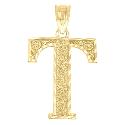 10k Yellow Gold Initial Letter "T" Pendant 1.1g Alphabet Unisex Charm - Elite Jewelers - Charms & Pendants