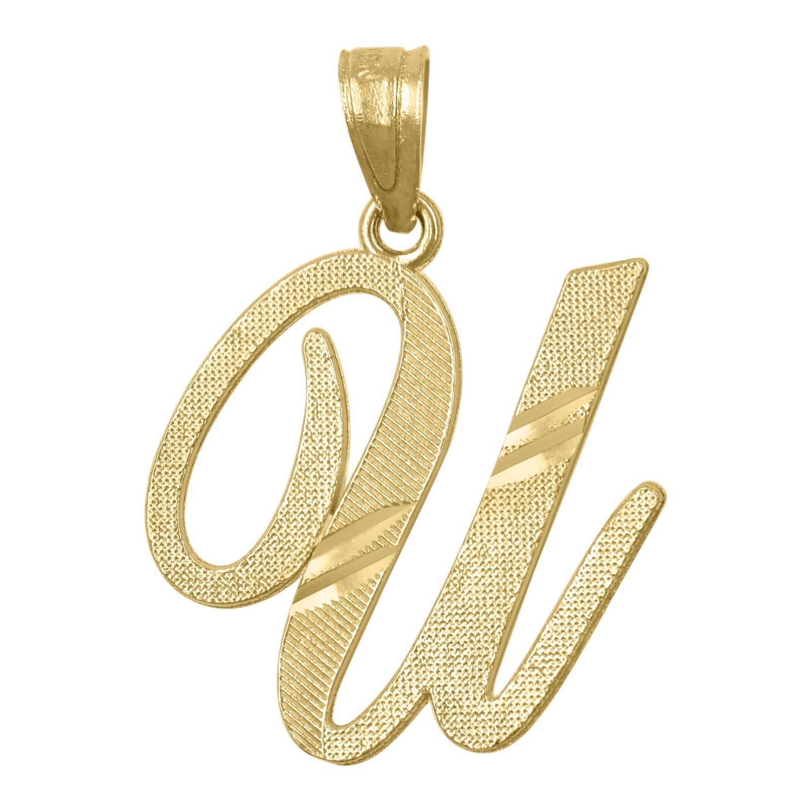10k Yellow Gold Initial Letter "U" Pendant 1.1g Alphabet Unisex Charm - Elite Jewelers - Charms & Pendants