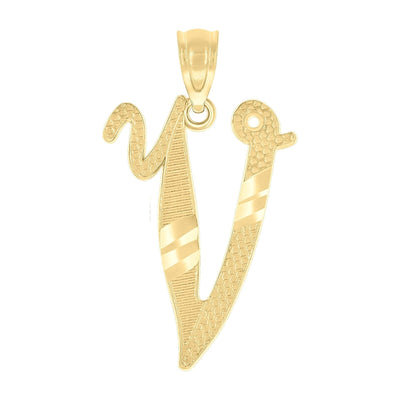 10k Yellow Gold Initial Letter "V" Pendant 0.6g Alphabet Unisex Charm - Elite Jewelers - Charms & Pendants