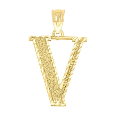 10k Yellow Gold Initial Letter "V" Pendant 1.1g Alphabet Unisex Charm - Elite Jewelers - Charms & Pendants