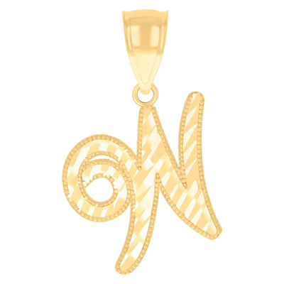 10k Yellow Gold Initial Letter "W" Pendant 1.1g Script Alphabet Unisex Charm - Elite Jewelers - Charms & Pendants