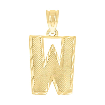 10k Yellow Gold Initial Letter "W" Pendant 1g Alphabet Unisex Charm - Elite Jewelers - Charms & Pendants