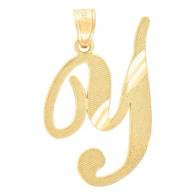 10k Yellow Gold Initial Letter "Y" Pendant 1.1g Alphabet Unisex Charm - Elite Jewelers - Charms & Pendants