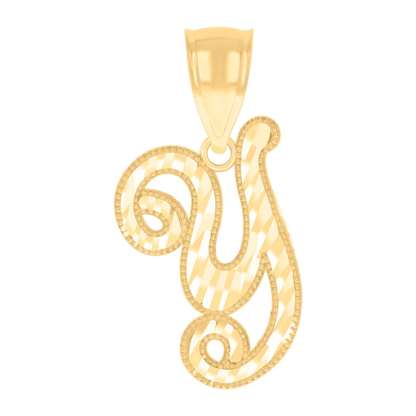 10k Yellow Gold Initial Letter "Y" Pendant 1g Script Alphabet Unisex Charm - Elite Jewelers - Charms & Pendants