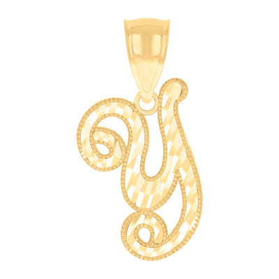 10k Yellow Gold Initial Letter "Y" Pendant 1g Script Alphabet Unisex Charm - Elite Jewelers - Charms & Pendants