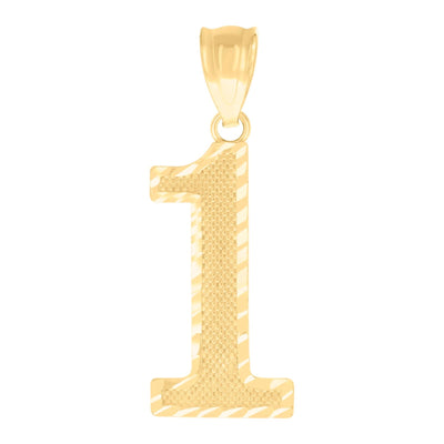10k Yellow Gold Initial Number "1" Pendant 0.9g Numeral Unisex Charm - Elite Jewelers - Charms & Pendants