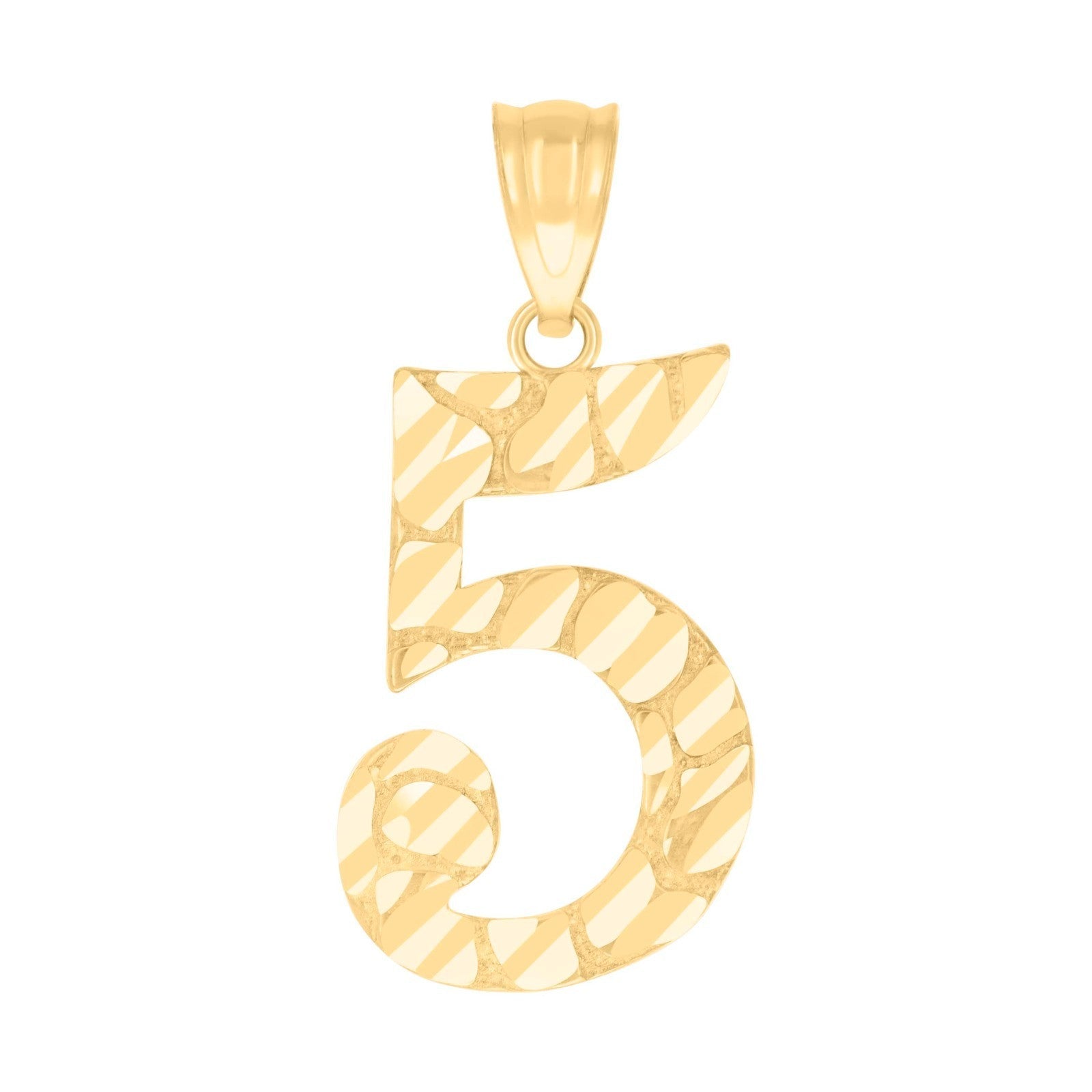 10k Yellow Gold Initial Number "5" Pendant 0.9g Numeral Unisex Charm - Elite Jewelers - Charms & Pendants